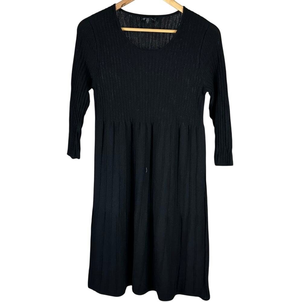 Eileen Fisher Washable Wool Scoop Neck Dress Black Women's Size Small EUC